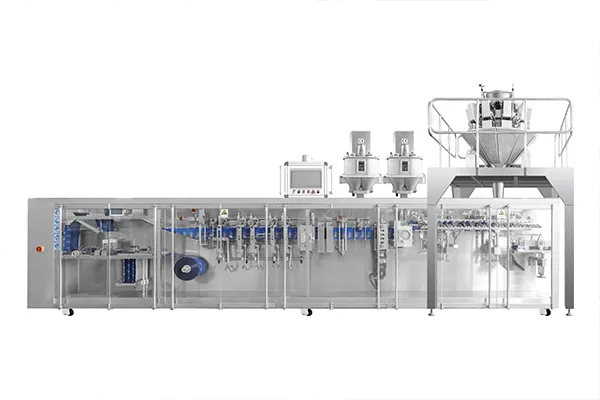 Servo Driven Rollstock Stand-Up Pouch Packaging Machine, 4-Nozzle Filling